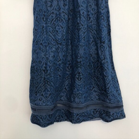 SOFT SURROUNDINGS Dark Wash Denim Chambray Aztec Boho Off the Shoulder Tunic Top - Picture 4 of 11